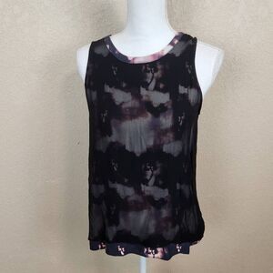 Addison  Purple Black Tye Dye Print Tank Top Small (4799)